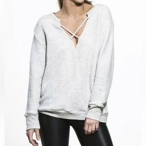 LNA heathered gray pullover crossed over revolve lounge sweatshirt top size M